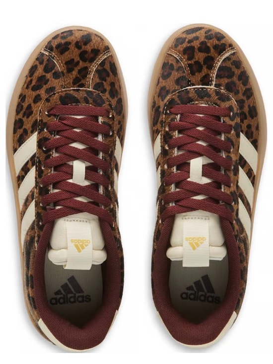 adidas Shoes - adidas Women’s VL Court 3.0 Leopard Print Sneakers with Maroon Laces